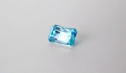 Loose Emerald-Cut Natural Blue Zircon